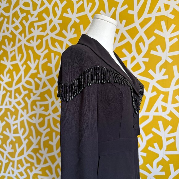 & Other Stories Los Angeles Atelier Black Beaded Long Sleeve Western Jumpsuit: 4 - Picture 3 of 10